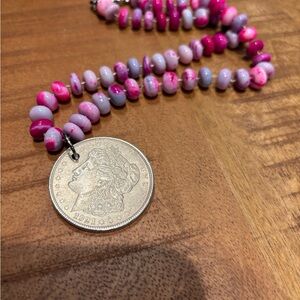 1921 Silver Morgan Dollar with pink/purple opals 🩷💜